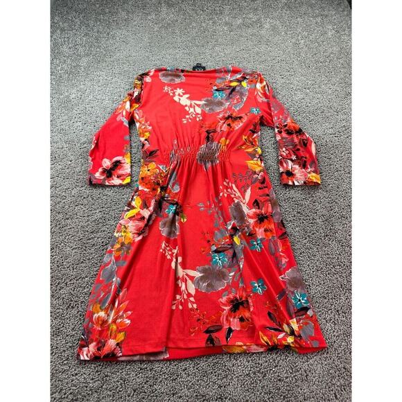 Eci New York Dress Womens 8 Red Midi Floral Wrap Floral Ladies - Picture 6 of 10